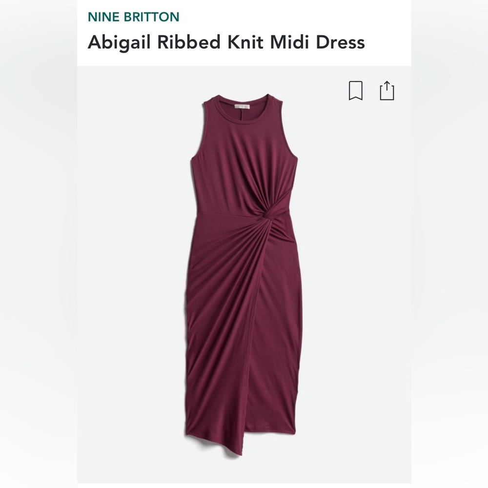 Nine Britton- Abigail Midi Dress size:Large color:dark purple.